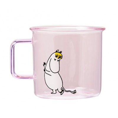 Кружка стеклянная Moomin Фрекен Снорк 350 мл, розовая (АУТЛЕТ)